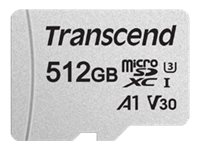 Transcend 300S - Carte mémoire flash (adaptateur inclus(e)) - 512 Go - A1 / Video Class V30 / UHS-I U3 / Class10 - micro SDXC TS512GUSD300S-A