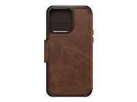 OtterBox Strada Series Folio - Étui à rabat pour téléphone portable - compatibilité avec MagSafe - cuir - espresso (brun) - pour Apple iPhone 15 Pro Max 77-93567