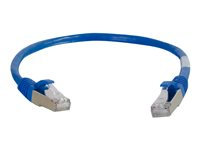 C2G Cat6a Booted Shielded (STP) Network Patch Cable - Cordon de raccordement - RJ-45 (M) pour RJ-45 (M) - 10 m - STP - CAT 6a - moulé, sans crochet, bloqué - bleu 89927