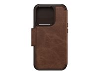 OtterBox Strada Series Folio - Étui à rabat pour téléphone portable - compatibilité avec MagSafe - cuir - espresso (brun) - pour Apple iPhone 15 Pro 77-93559