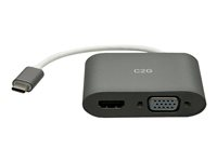 C2G USB C to HDMI & VGA Dual Monitor Adapter - 4K 30Hz - White - Adaptateur vidéo - 24 pin USB-C mâle reversible pour 15 pin D-Sub (DB-15), HDMI femelle - blanc - support 4K C2G29831