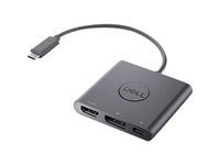 Dell Adapter USB-C to HDMI/DP with Power Pass-Through - Adaptateur vidéo - 24 pin USB-C mâle pour HDMI, DisplayPort, USB-C (alimentation uniquement) femelle - 18 cm - support 4K, intercommunication d'alimentation - pour Chromebook 3110, 3110 2-in-1; Latitude 74XX; Precision 35XX, 55XX; XPS 15 95XX DBQAUANBC070