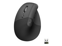 Logitech Lift for Business - Souris verticale - ergonomique - pour gauchers - 6 boutons - sans fil - Bluetooth, 2.4 GHz - récepteur USB Logitech Logi Bolt - graphite 910-006495