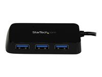 StarTech.com Hub USB 3.0 à 4 ports avec câble intégré - Concentrateur USB SuperSpeed portable - Mini hub USB3 - Noir - Concentrateur (hub) - 4 x SuperSpeed USB 3.0 - de bureau - pour P/N: FCREADMICRO3, MSDREADU3CA, USB3S2ESATA3 ST4300MINU3B