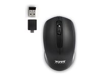 PORT Connect - Souris - droitiers et gauchers - optique - 3 boutons - sans fil - 2.4 GHz - récepteur sans fil USB - Pour la vente au détail 900508