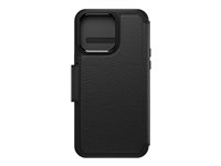 OtterBox Strada Series Folio - Étui à rabat pour téléphone portable - compatibilité avec MagSafe - cuir - ombre (noir) - pour Apple iPhone 15 Pro Max 77-93568