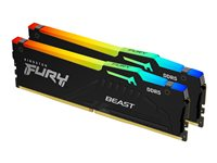 Kingston FURY Beast RGB - DDR5 - kit - 64 Go: 2 x 32 Go - DIMM 288 broches - 6000 MHz / PC5-48000 - CL30 - 1.4 V - mémoire sans tampon - on-die ECC - noir KF560C30BBEAK2-64