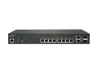 SonicWall Switch SWS12-10FPOE - Commutateur - Géré - 10 x 10/100/1000 (PoE+) + 2 x Gigabit SFP - de bureau - PoE+ (130 W) - avec Support 24x7 de 3 ans 02-SSC-8371